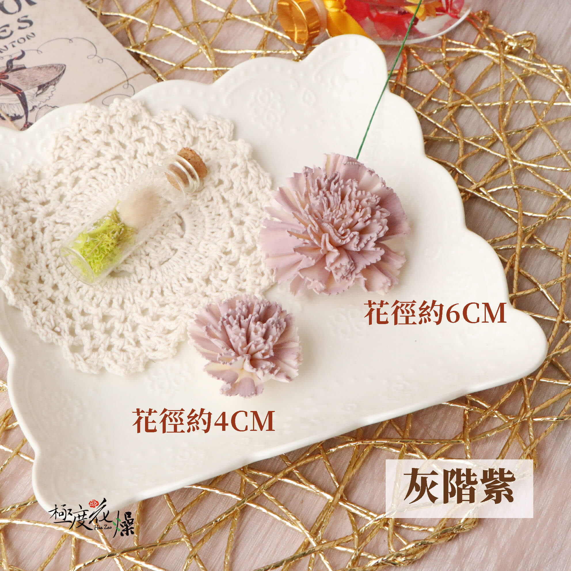 灰階紫 _蓪草雙色康乃馨
